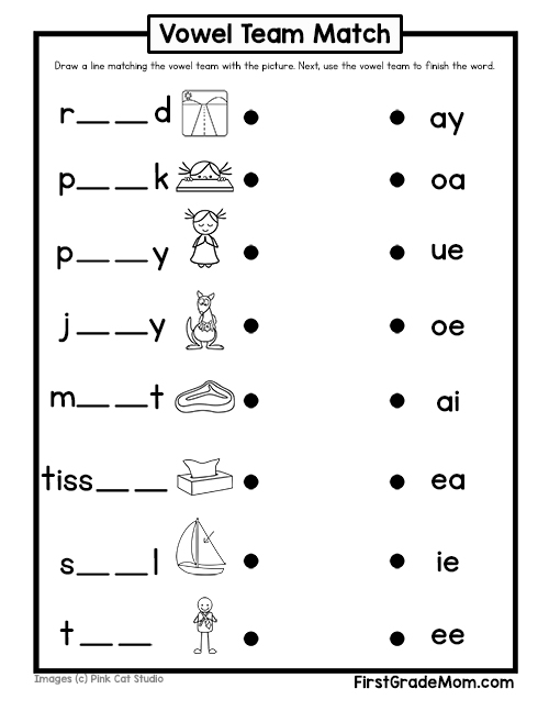 Free Printable Vowel Pairs Worksheets
